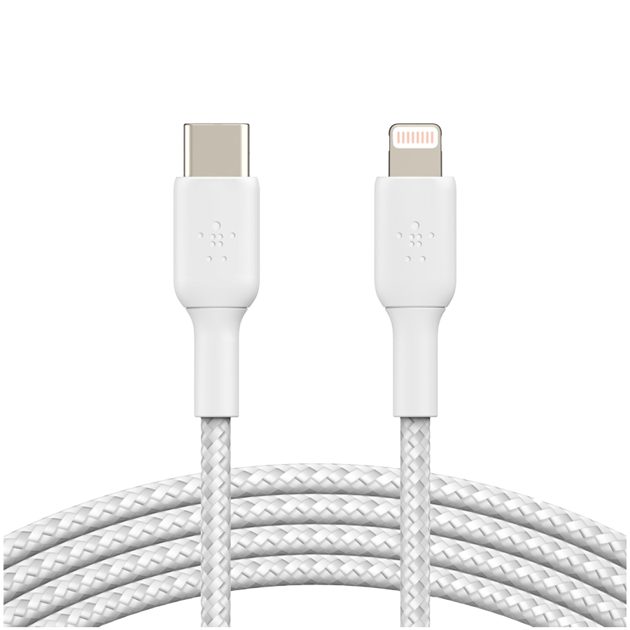 BELKIN Lightning to USB-C Cable Braided, 2M, White