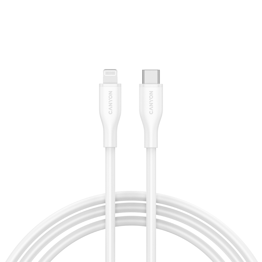 [CNS-CLNM60SC10W] CANYON cable CLNM60 C-L 60W MFI 1m Silicon White