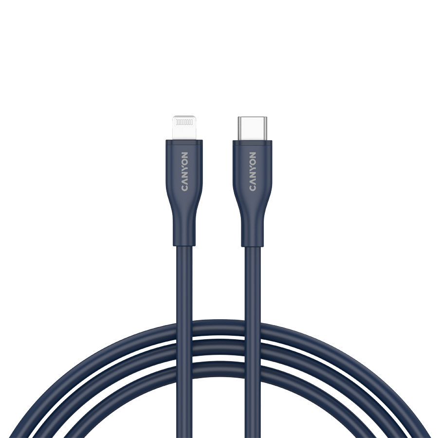 [CNS-CLNM60SC10DB] CANYON cable CLNM60 C-L 60W MFI 1m Silicon Blue