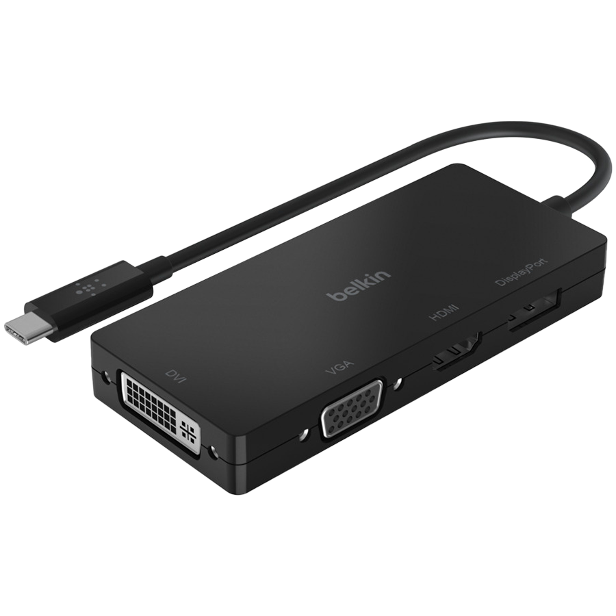 Belkin Adapter, USB-C To HDMI, VGA, DVI, Displayport, Blk