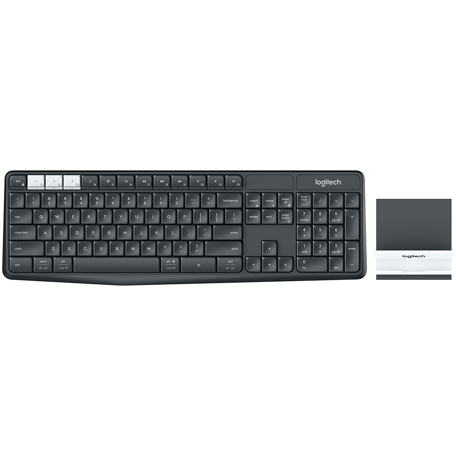 Logitech K375s Multi-Device Wireless Keyboard and Stand Combo - GRAPHITE/OFFWHITE - Russian