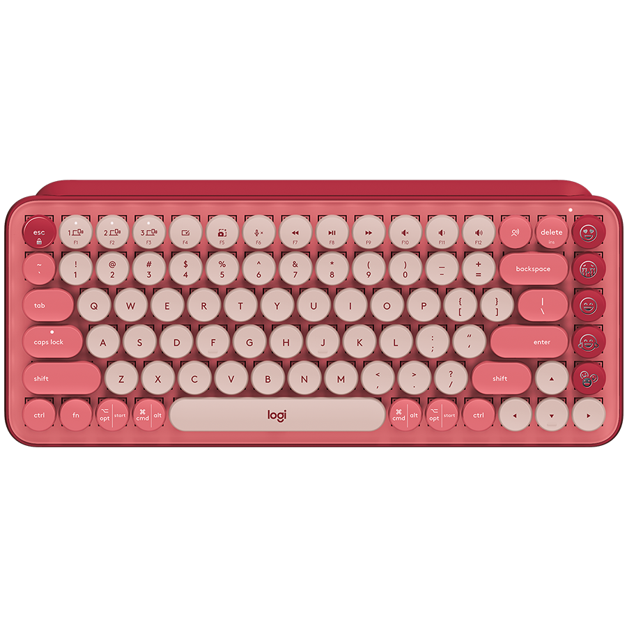 [920-010718] Logitech Pop Keys Bluetooth Mechanical Keyboard - Heartbreaker Rose - Russian