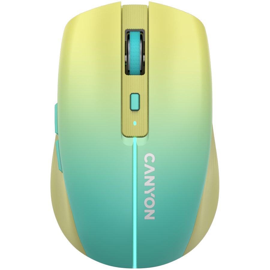 Canyon MW-44 Wireless Rechargeable Mouse, Bluetooth 5.0 / 2.4 GHz, 1600 DPI, LED Backlight, Blue/Yellow