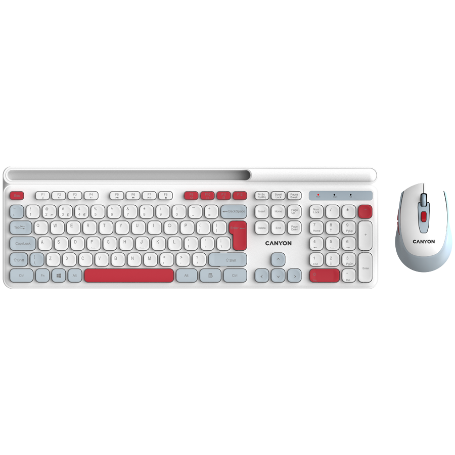 Canyon HSET-W5 EN Keyboard+Mouse AAA+AA Wireless White