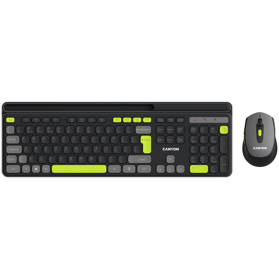 Canyon HSET-W5 EN Keyboard+Mouse AAA+AA Wireless Black