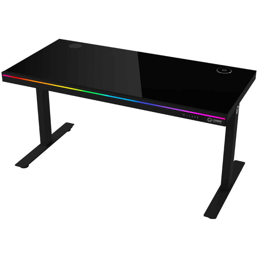 Dual-Motor Sit/Stand Gaming Desk with Tempered Glass Top Black