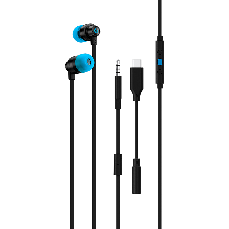 [981-000924] LOGITECH G333 Wired Gaming Earphones - BLACK - 3.5 MM