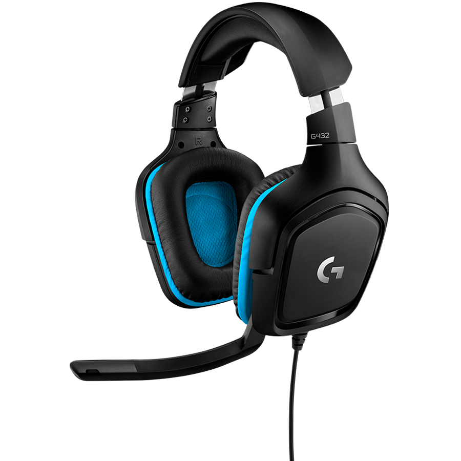 [981-000770] LOGITECH G432 Wired Gaming Headset 7.1 - LEATHERETTE - BLACK/BLUE - USB