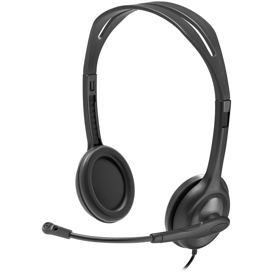 [981-000593] LOGITECH H111 Corded Stereo Headset - BLACK - 3.5 MM
