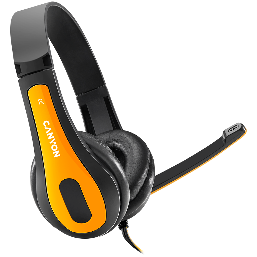 [CNS-CHSC1BY] CANYON PC headset HSC-1 PC Mic Flat 2m Black Yellow