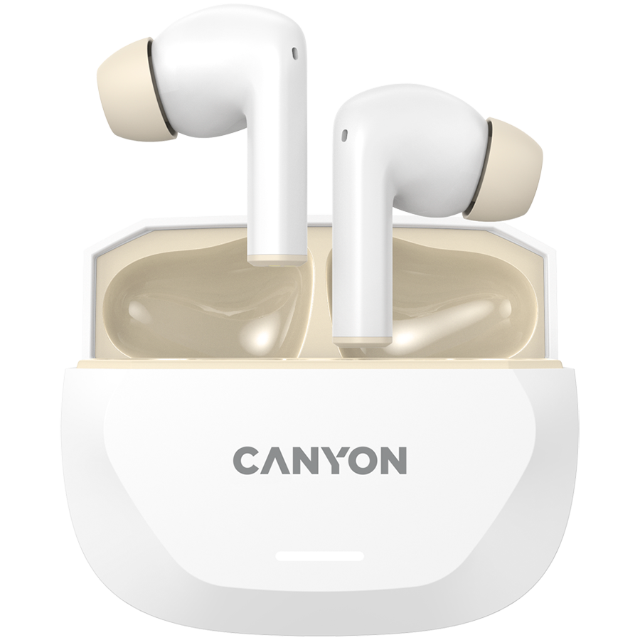 [CNS-TWS7WB] CANYON headset HEXAGON 7 TWS ANC+ENC Wireless Charge White Beige