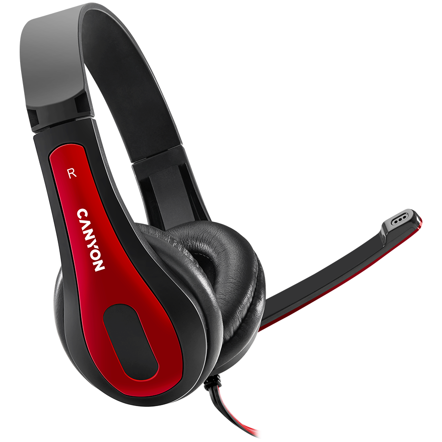 [CNS-CHSC1BR] CANYON PC headset HSC-1 PC Mic Flat 2m Black Red