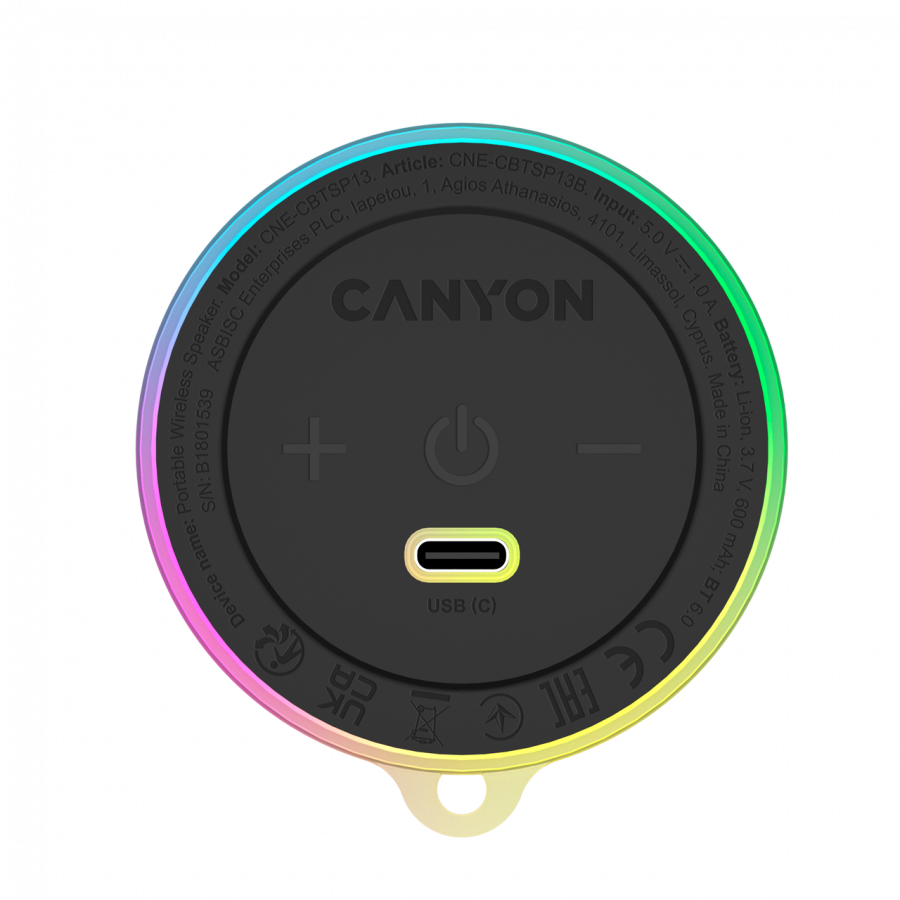 [CNE-CBTSP13B] CANYON Magnetic BT speaker OnMove 13 5W Black
