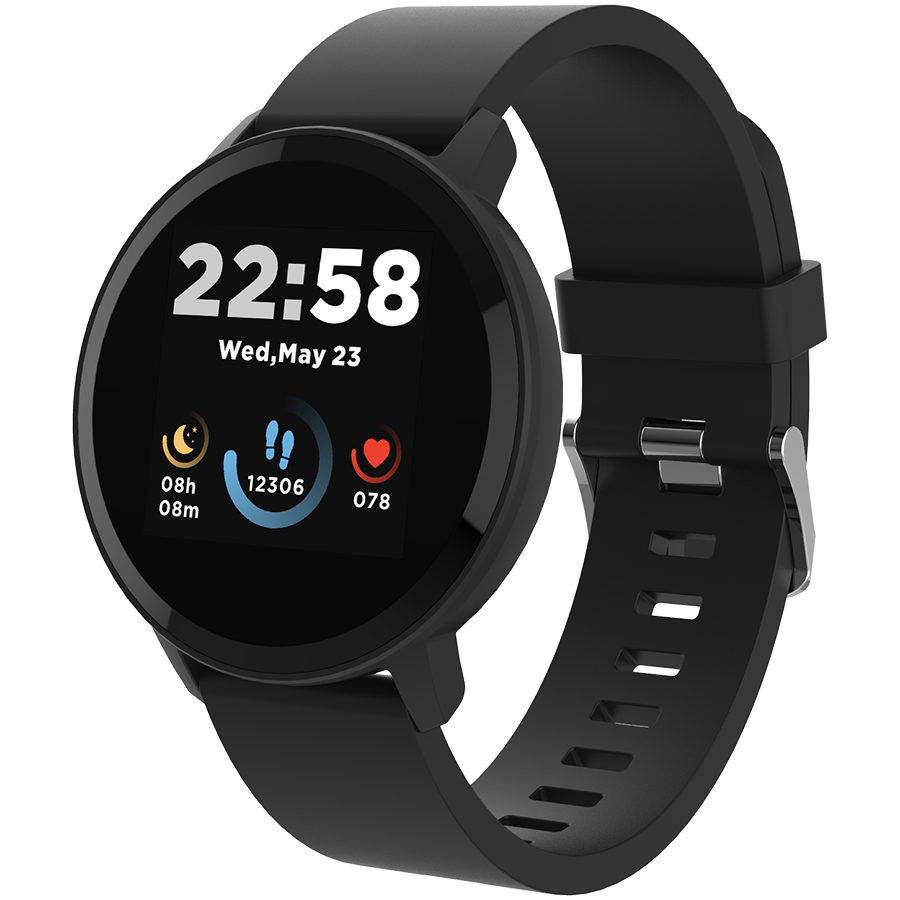 [CNS-SW63BB] CANYON Lollypop SW-63, Smart watch, 1.3inches IPS full touch screen, Round watch, IP68 waterproof, multi-sport mode, BT5.0, compatibility with iOS and android, black, Host: 25.2*42.5*10.7mm, Strap: 20*250mm, 45g
