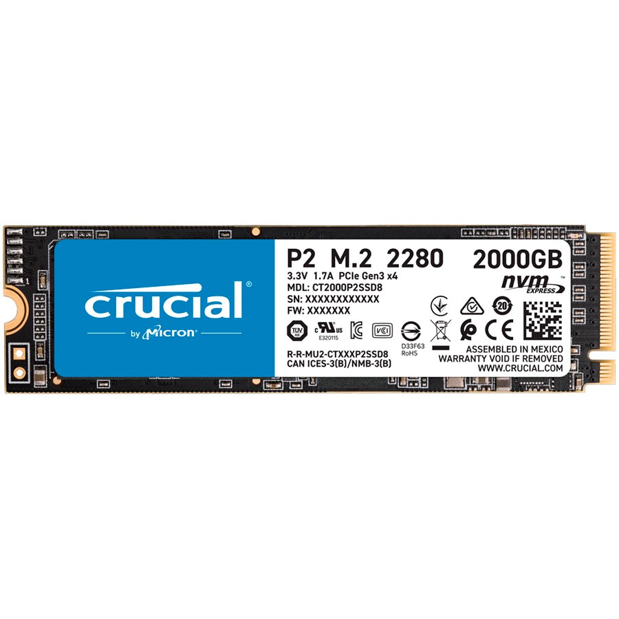 [CT2000P2SSD8] Crucial SSD Crucial P2 2000GB 3D NAND NVMe PCIe M.2 SSD - 2400/1900 MB/s