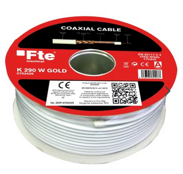 [30492] FTE K290W GOLD RG6 Coaxial Cable 100m