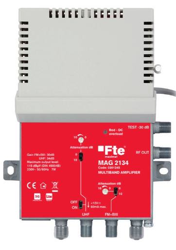 [28615] FTE MAG2134 Multiband Amplifier 1xUHF/VHF/FM 34dB Gain 115dB Max Output