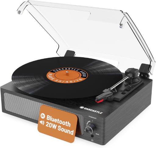 Oakcastle TT100 Belt Drive Turntable with Integrated 20W Speakers