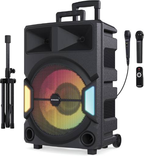 [28388] Oakcastle PS500 150W Portable Karaoke Speaker with Tripod & 2 Microphones