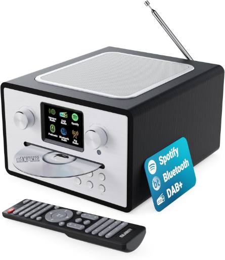 [30455] Majority Homerton 2 Black FM Radio System with CD Player, BT, Spotify & USB