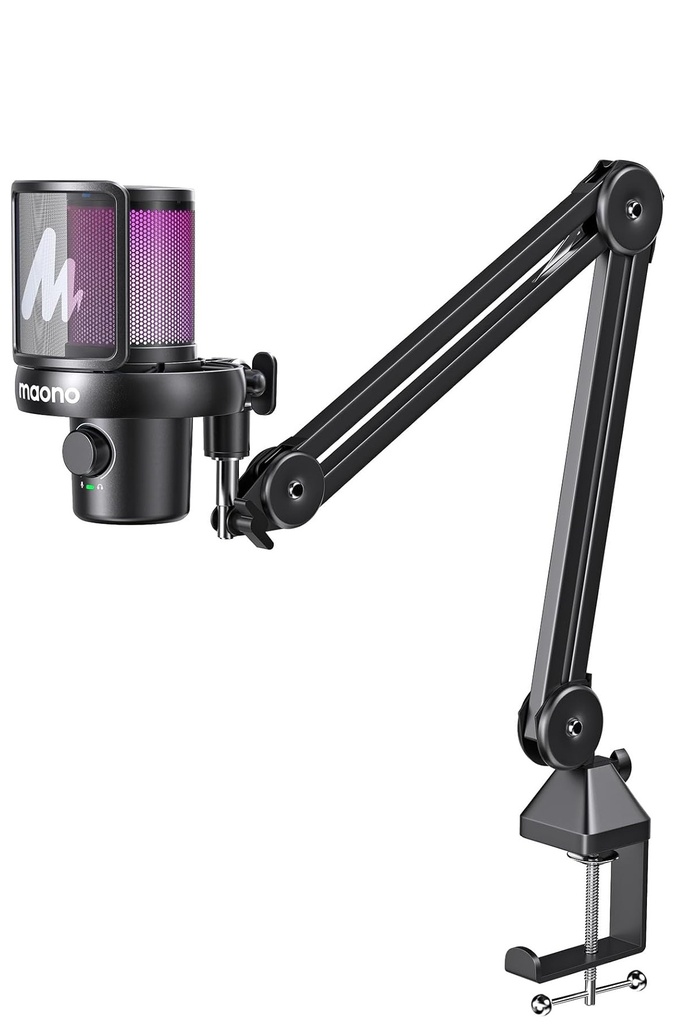 [30825] Maono Microphone Boom Arm Condenser Wireless & USB-C 40Hr DM40 Pro S Black