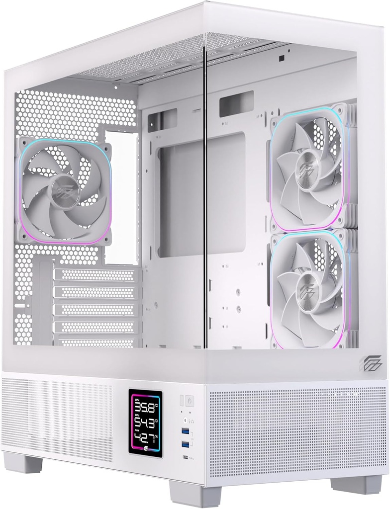 [30997] Einarex PC Case mATX SM501D RGB 3x Pre-Installed Fans , Display, White