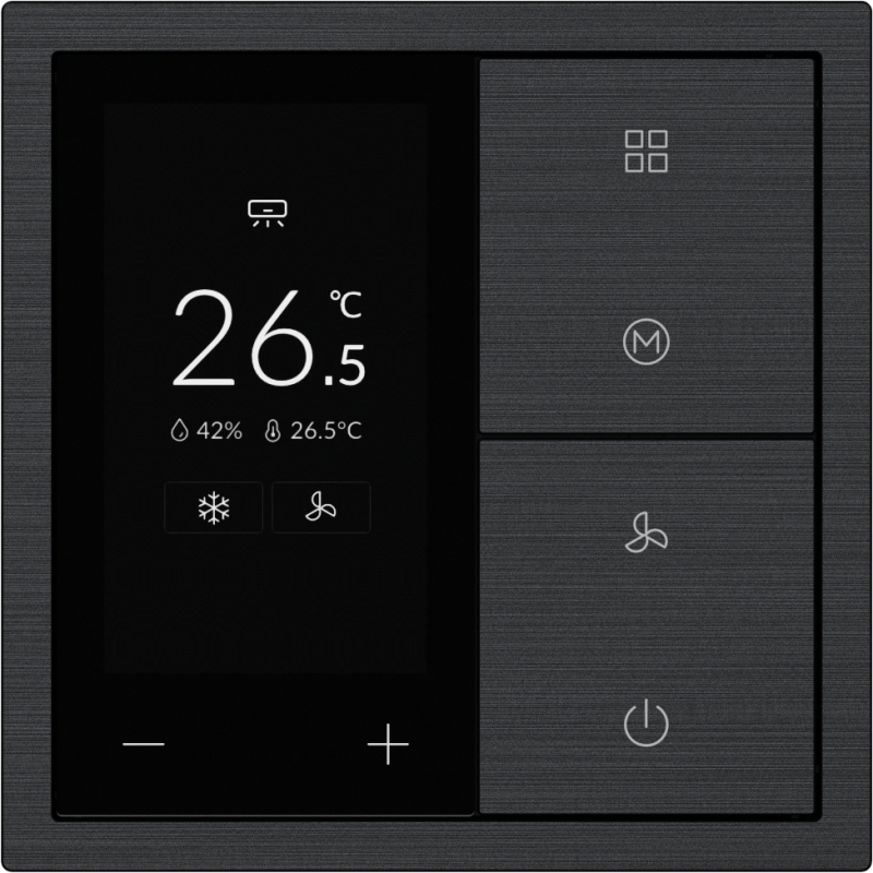 HDL Panel XELENT SERIES Black Thermostat 6 Button OLED