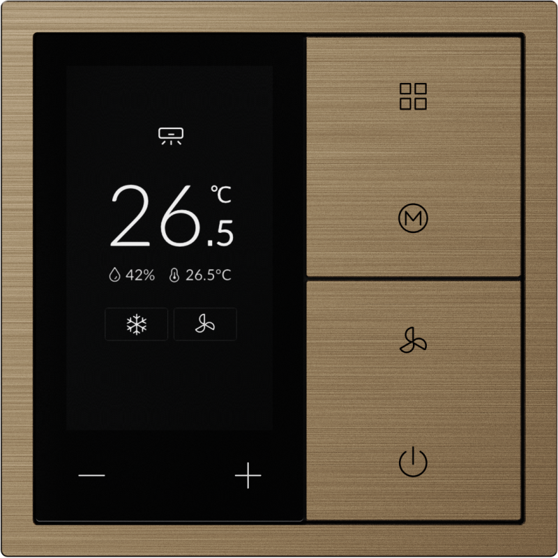 HDL Panel XELENT SERIES Brass Thermostat 6 Button OLED