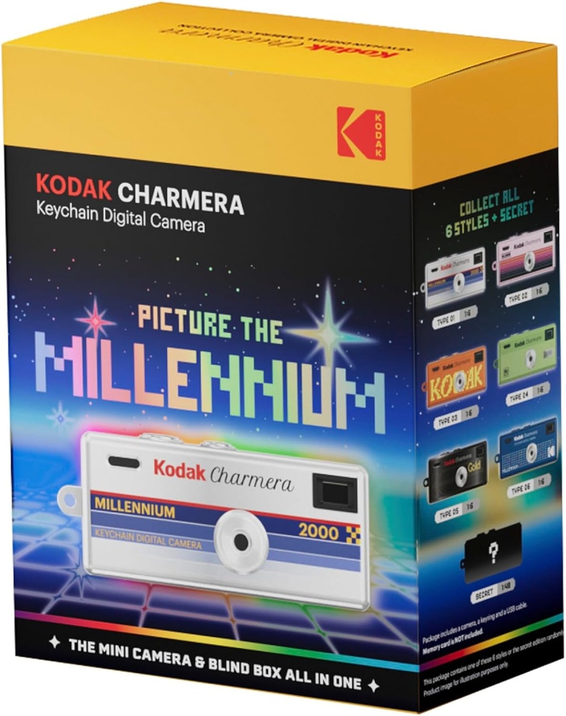 [31224] Kodak Charmera Keychain Digital Camera MILLENIUM 1.6 Megapixels, Micro SD Card Slot (Contains one of seven random styles)