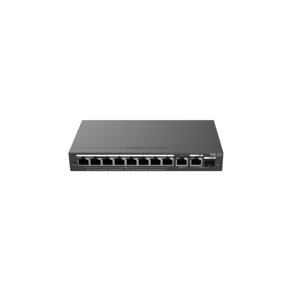 Ruijie Reyee RG-ES210GS-P 10-Port Gigabit Cloud Managed Switch, 8x PoE+ 120W, 1x RJ45, 1x SFP