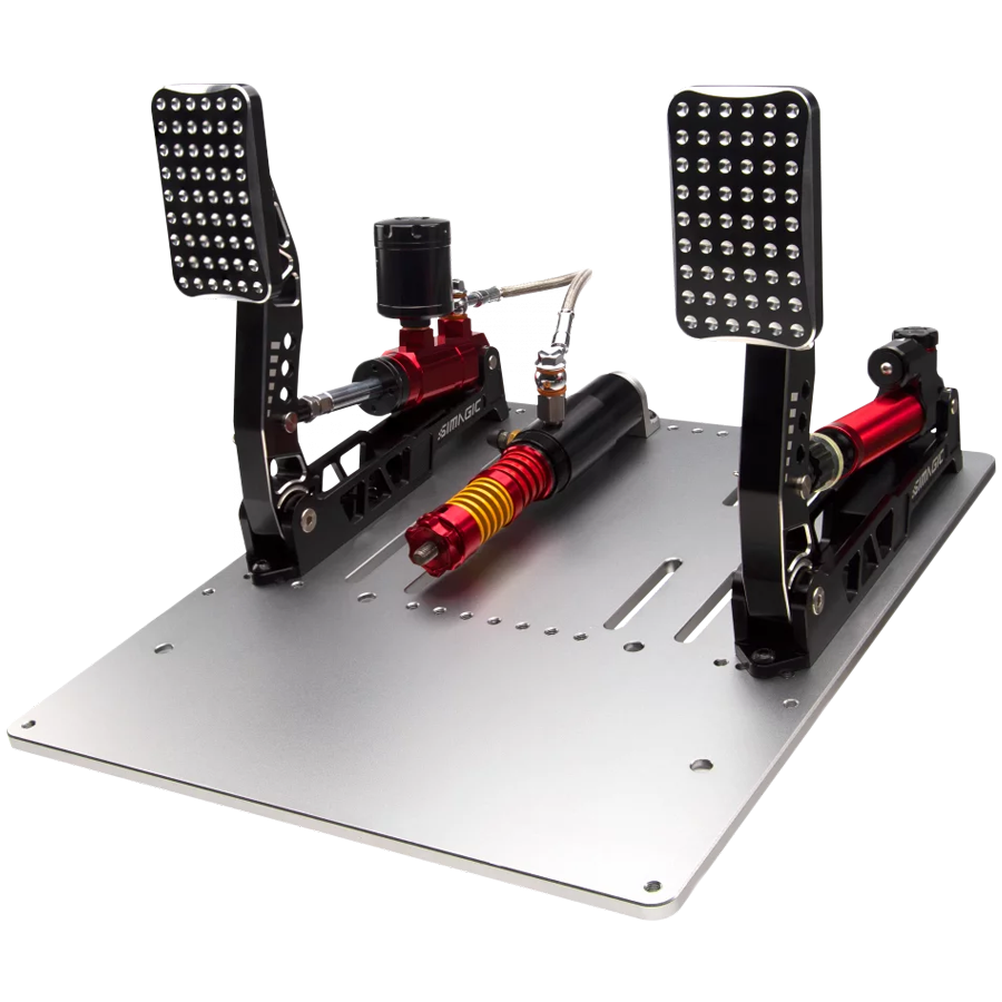 [P2000-S100RF] SIMAGIC Crimson Edition Hydraulic (Dual) Pedal Set, 100 kg Load‑Cell, S311