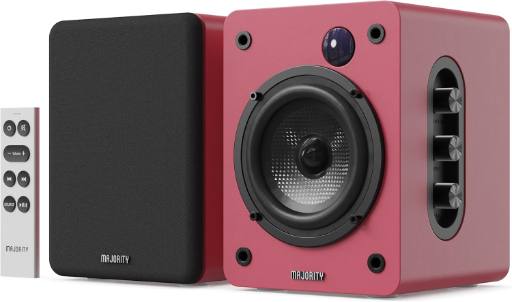 [30441] Majority Speakers Active D50X 60W 2.0 BT/USB/Optical/HDMI ARC Maroon (pair)