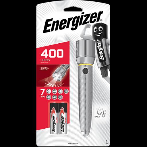 [28247] Energizer Vision HD Metal Torch Light 400 Lumens IPX4 (2xAA Batteries Included)