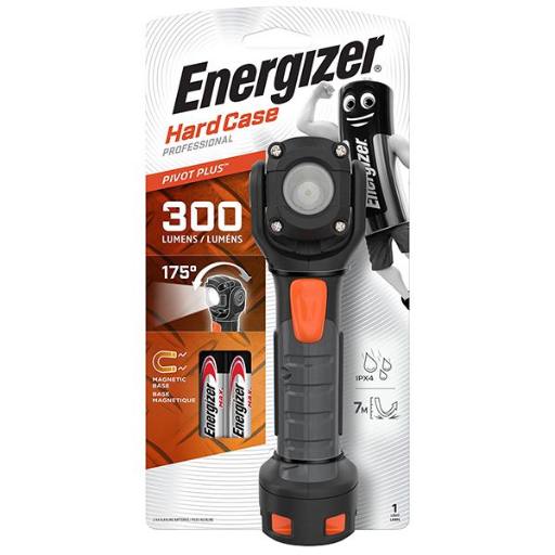 [28248] Energizer Hardcase Pivot Torch Light 300 Lumens Magnetic & IPX4 (2xAA Batteries Included)