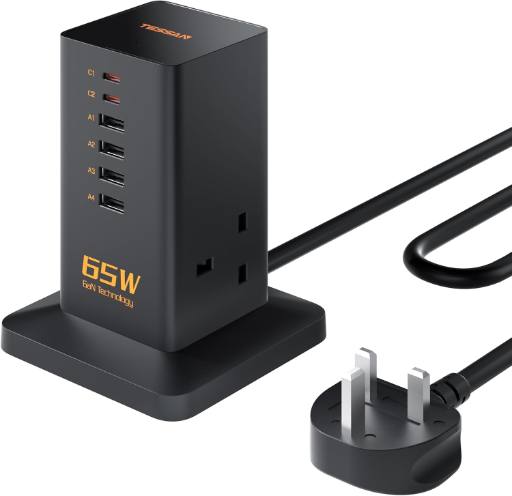 [28166] Tessan 2 Gang Extension  4 USB-A 2 USB C 2m 13A TS-FS02UK00