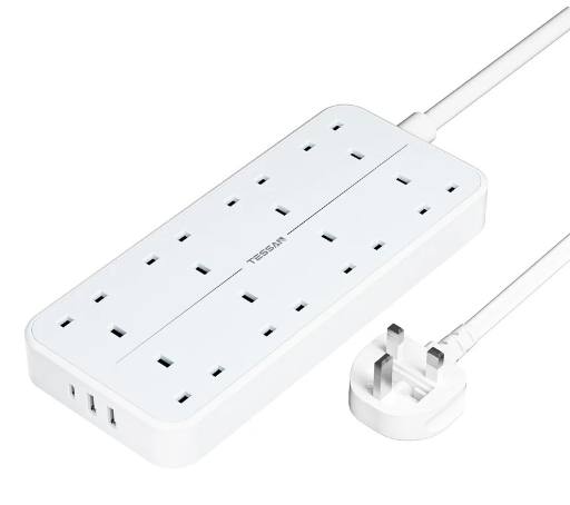 [28161] Tessan 8-Gang Extension 2 USB-A USB C 2m 13A TS-204-C