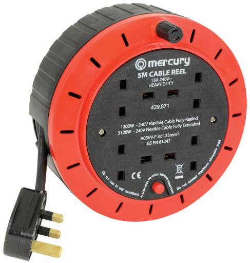 [28048] Mercury 4-Gang Power Extension Retractable Reel 5.0m 429.871UK