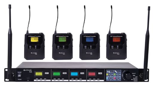 [28039] Citronic TU4-N Quad True Diversity Multi-UHF Wireless Microphone System (4 x Beltpacks) 171.044UK