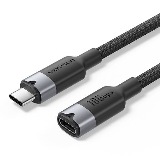 Vention IT Cable USB-C 3.2 Gen2 M-F 1.0m Braided Aluminum Black TRFBF