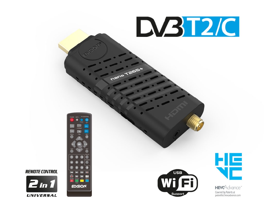 Edision Nano T265+  Full HD DVB-T2 Stick Receiver