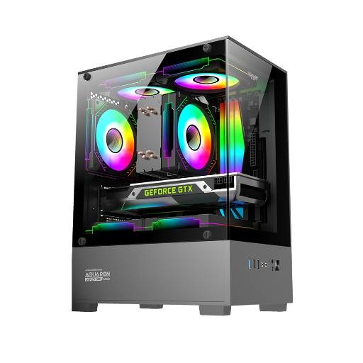 [27764] Armaggeddon Gaming Case M-ATX AQUARON Duplex ONE Black + 3xARGB (Bottom USB)