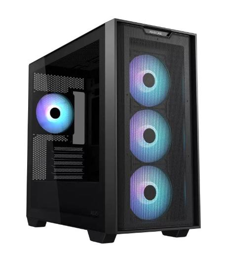 [30387] ASUS PC Case Gaming mATX Mesh Front Panel Tempered Glass Side Window 4x Pre-Installed ARGB Fans A21 PLUS Black