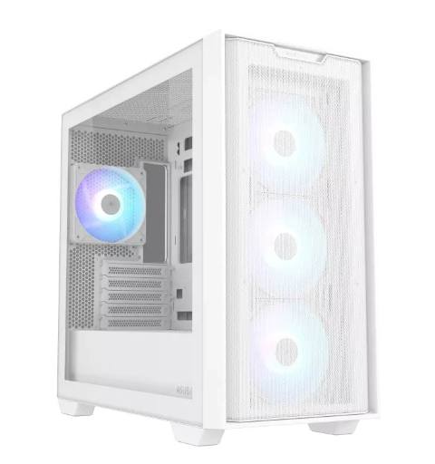 [30386] ASUS PC Case Gaming mATX Mesh Front Panel Tempered Glass Side Window 4x Pre-Installed ARGB Fans A21 PLUS White