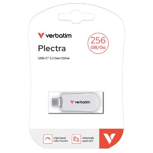 [27561] Verbatim USB Drive 3.2 PLECTRA USB-C 256GB White