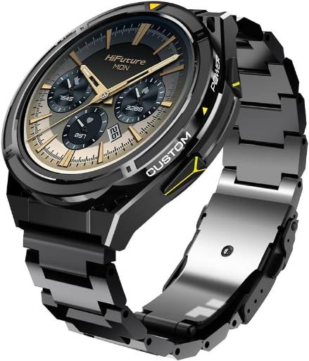 HiFuture ACTIVE Black/Yellow Adventure & Fitness GPS SmartWatch, AMOLED Display, Rugged & 5ATM with Stainless Steel + Silicone Bands