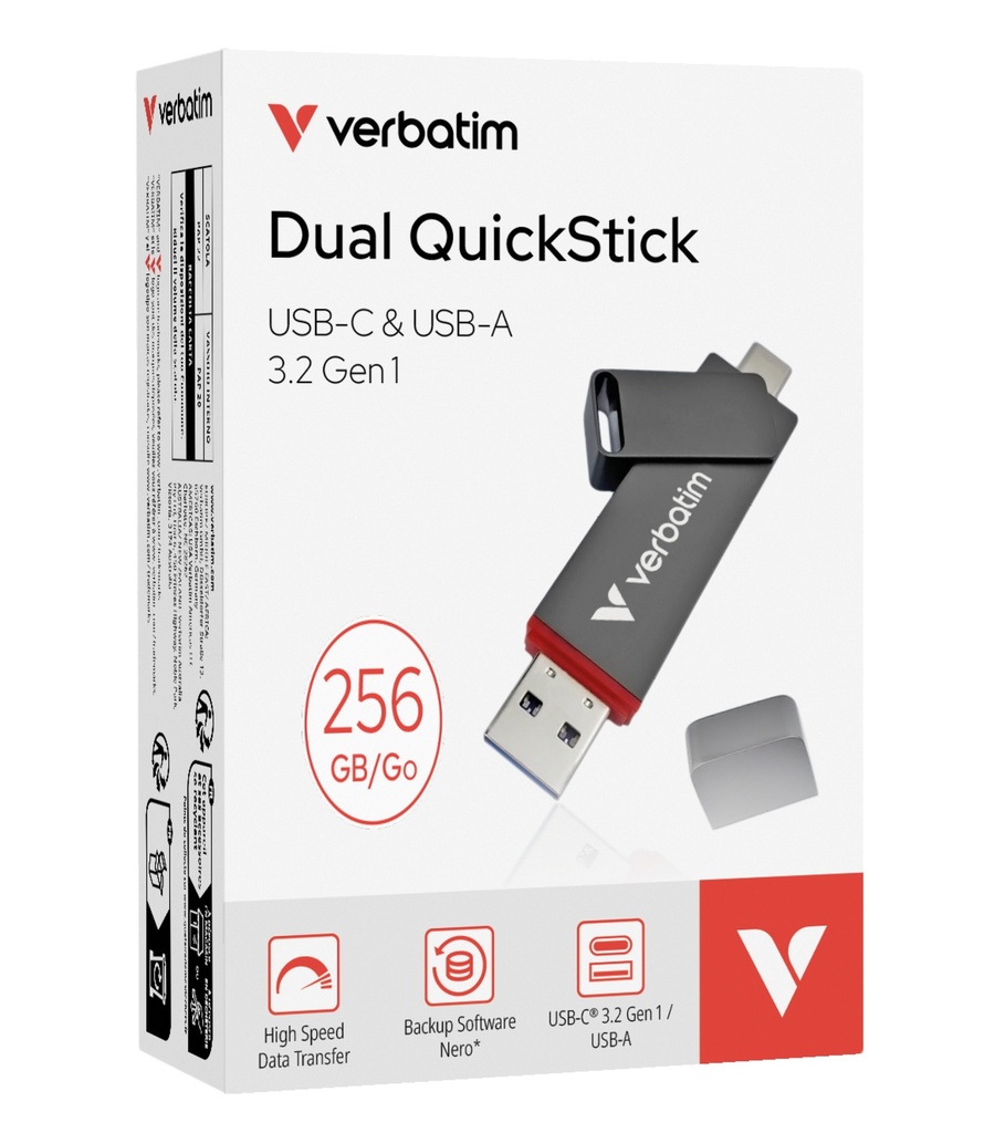 [27220] Verbatim USB Drive 3.2 Dual QuickStick USB-C/USB-A 256GB