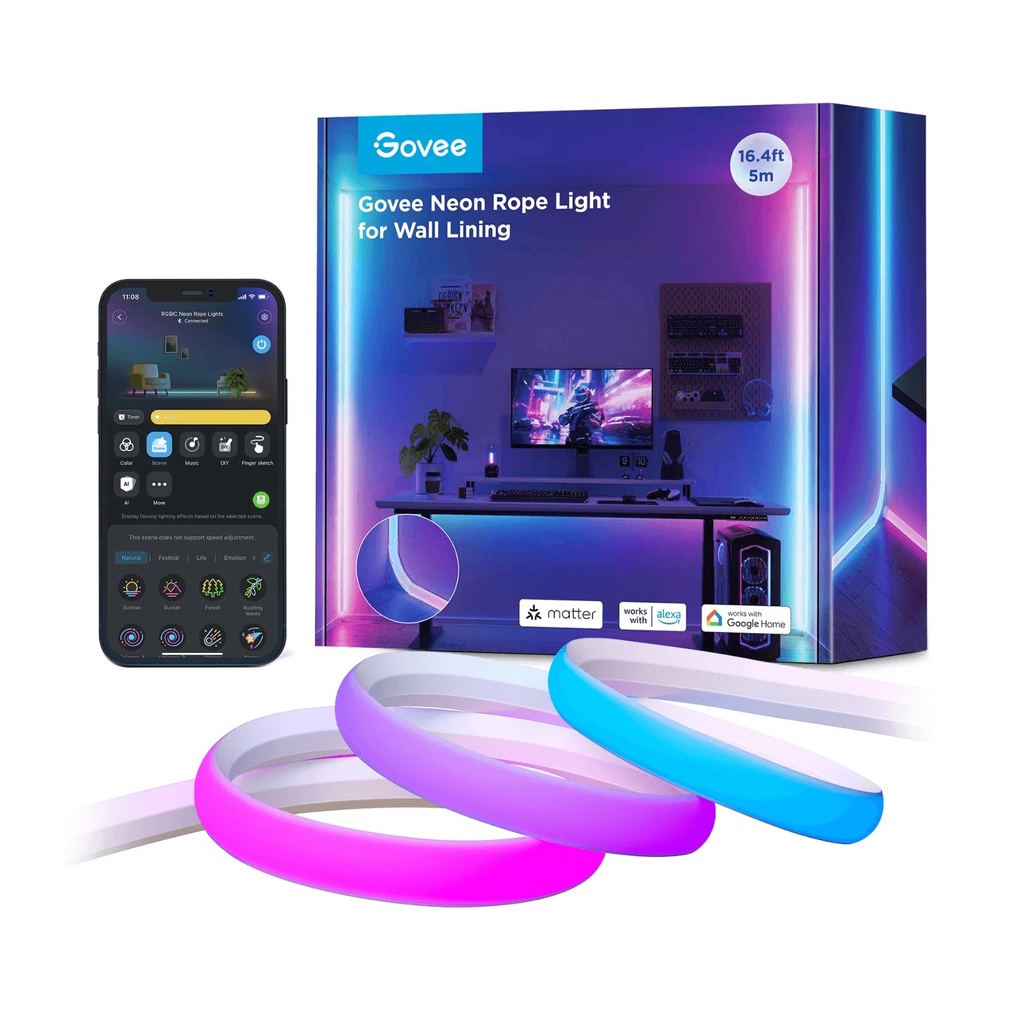 Govee Gaming Wall Neon Rope Light 5m (Wall Lining) H6641