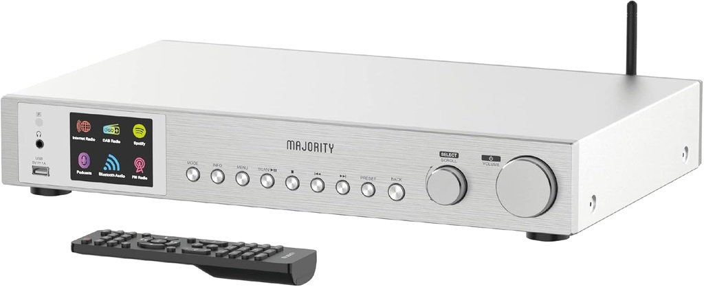 [27120] Majority FITZWILLIAM 2 Radio WiFi/BT/USB/FM/LineOut/Display Silver