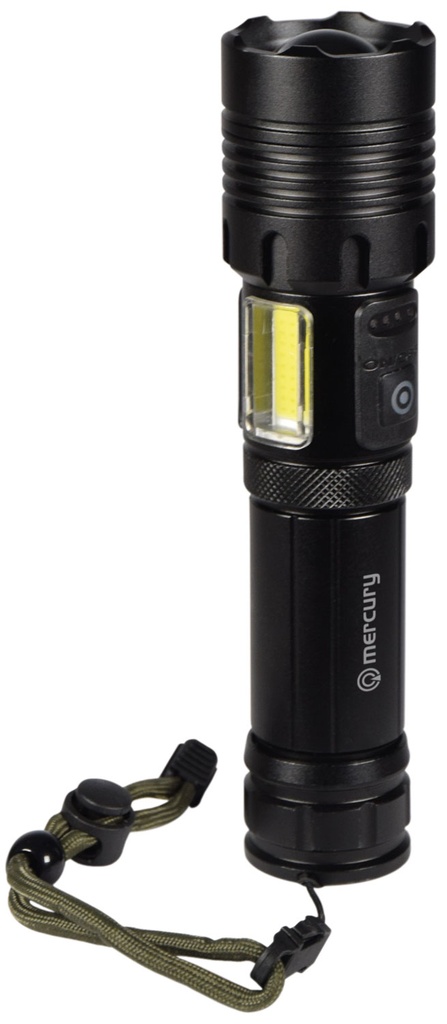 [26818] Mercury Rechargeable LED Torch Lamp with Window Breaker, SOS & Powerbank 410.306UK