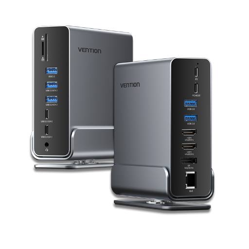 [26765] Vention HUB USB-C 8xUSB/2xHDMI/DP/MST/RJ45/SD/3.5mm/PD TPUH0